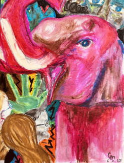 Rosaroter Elefant